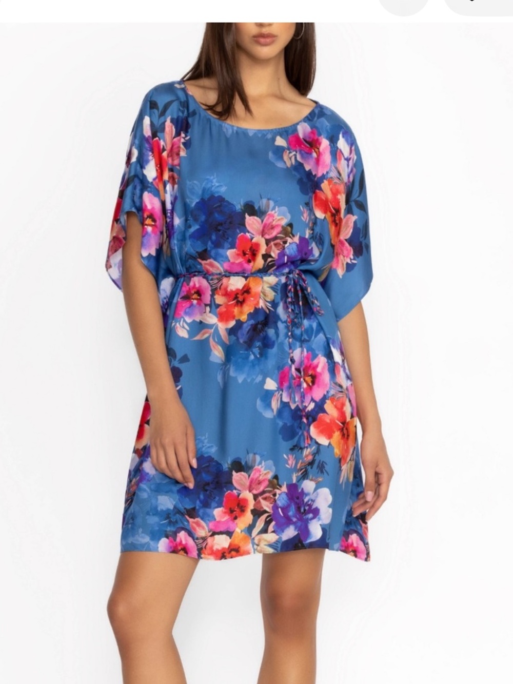 Jonny was blue Floral Scoop Neck Women’s Top size xL slik blend